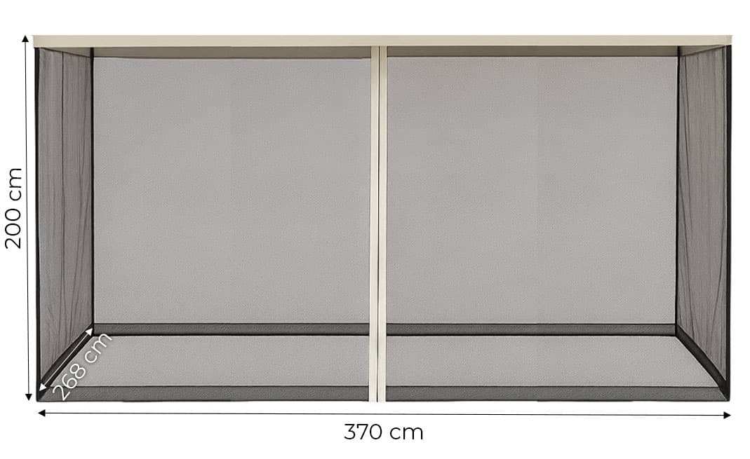 Moskitiera do pawilonu ogrodowego 3x4 m siatka z zamkami błyskawicznymi MultiGarden
