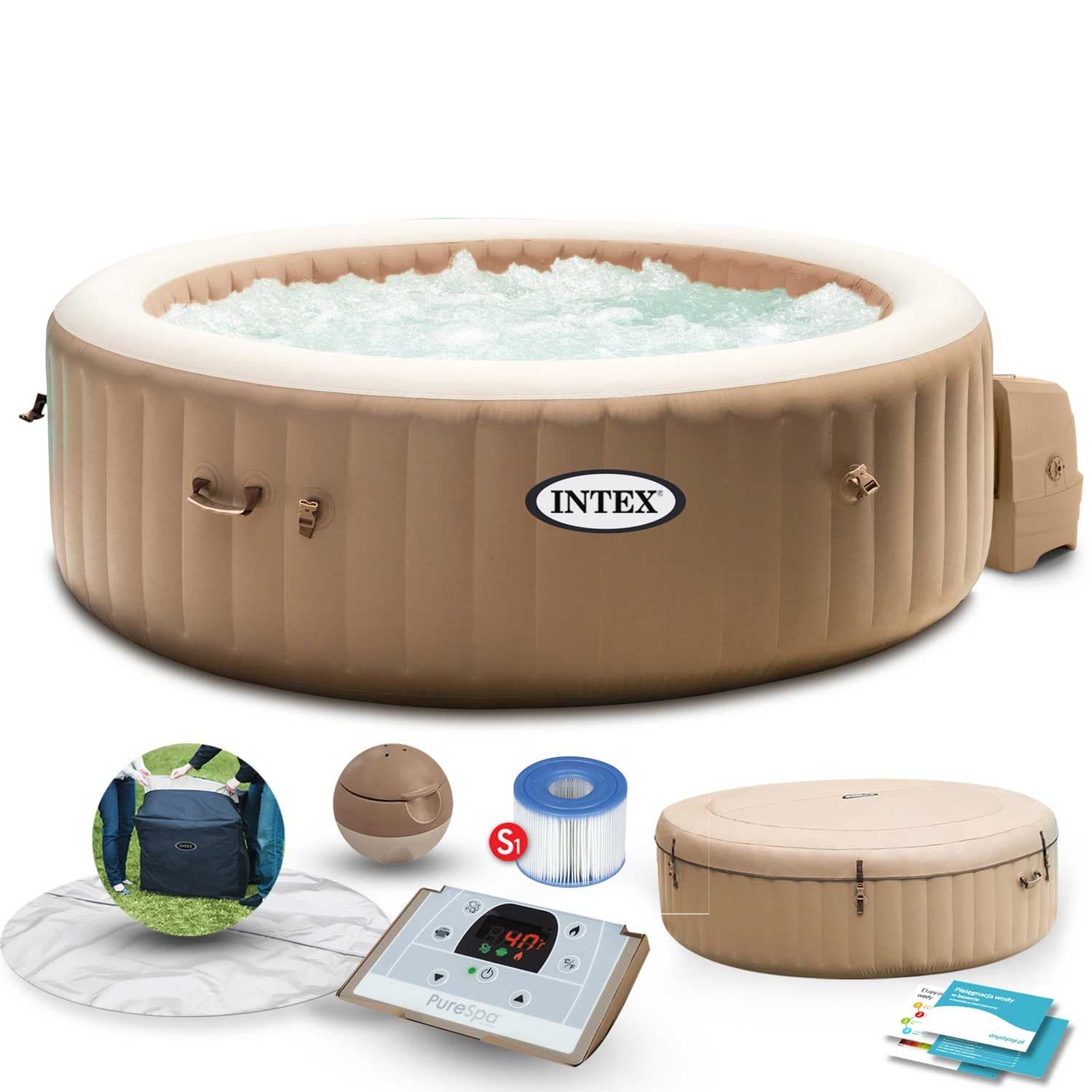 Nadmuchiwane jacuzzi hydromasaż 4 os. 196x71 cm akcesoria premium INTEX 28426