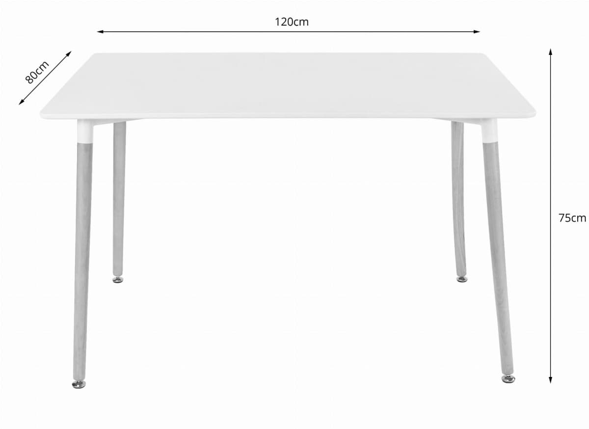 Stół do jadalni drewniany prostokątny 120cm x 80cm - biały