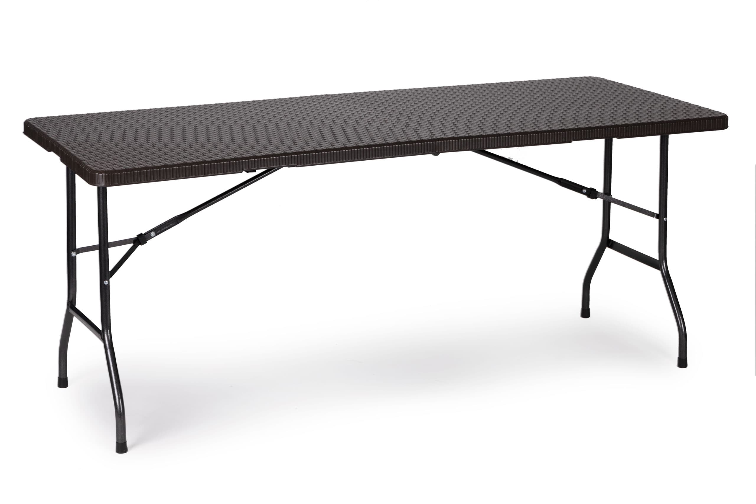 Zestaw cateringowy stół bankietowy 180 cm 2 ławki ratan brąz ModernHome