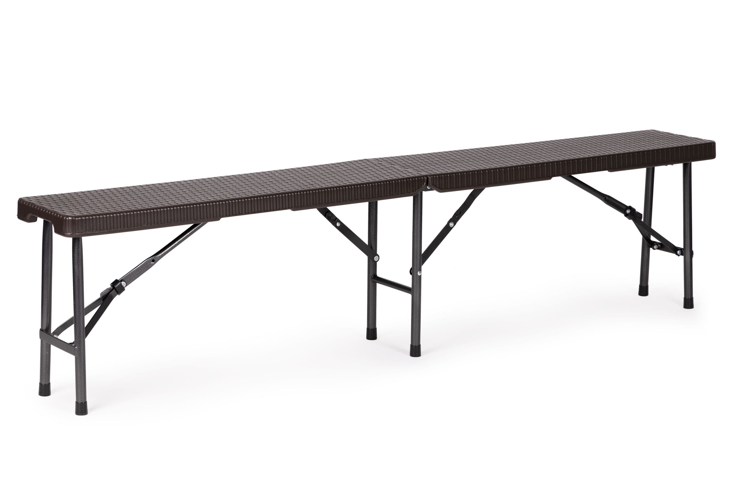 Zestaw cateringowy stół bankietowy 180 cm 2 ławki ratan brąz ModernHome